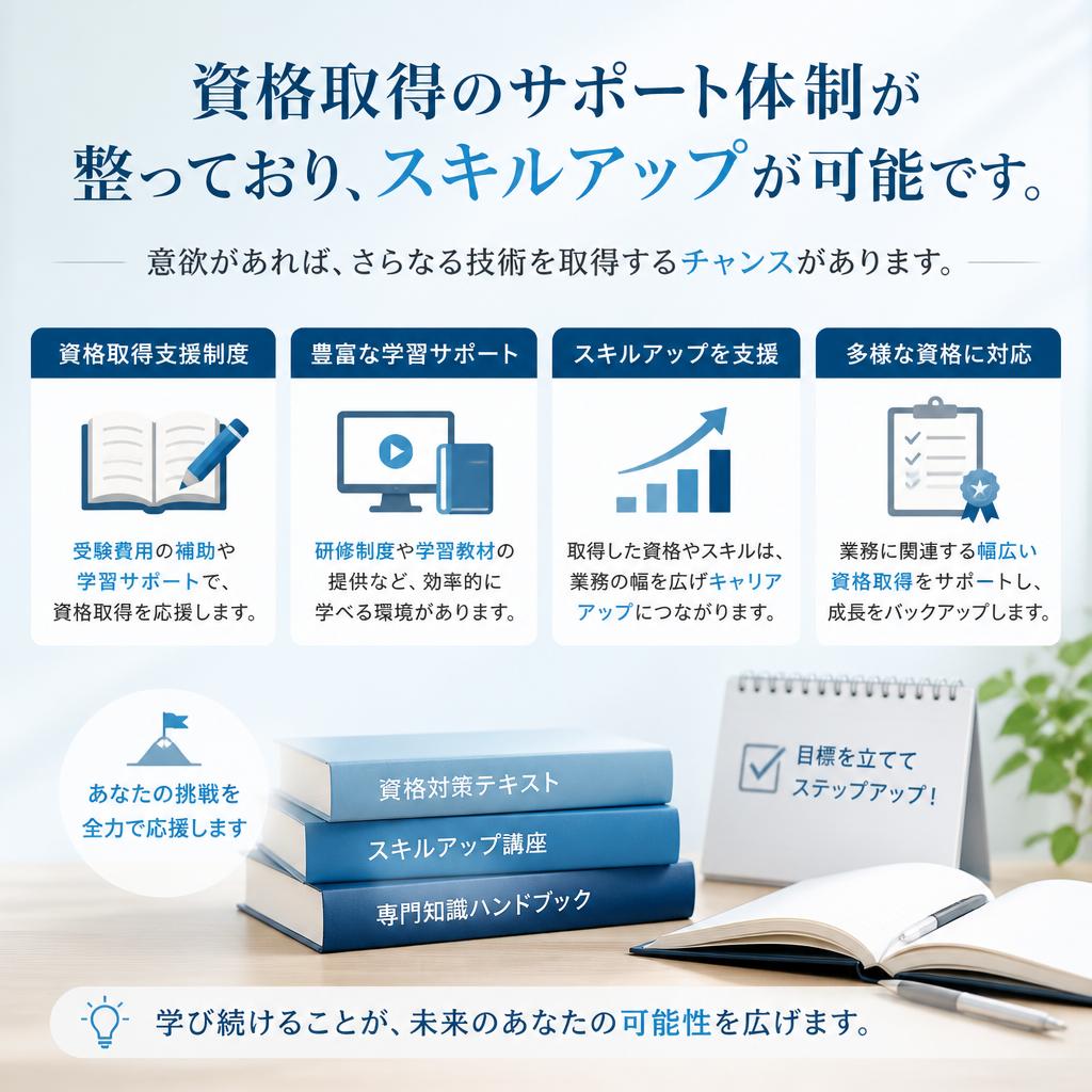 資格取得支援でさらなるステップアップ